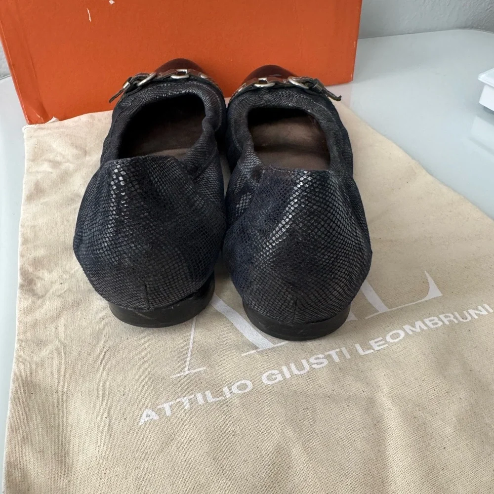 AGL Navy Crackle Ballet Flats - Picture 7 of 10